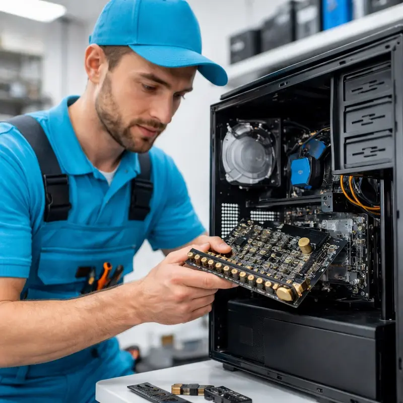 Мастер устанавливает звуковую карту на ПК у метро Царицыно