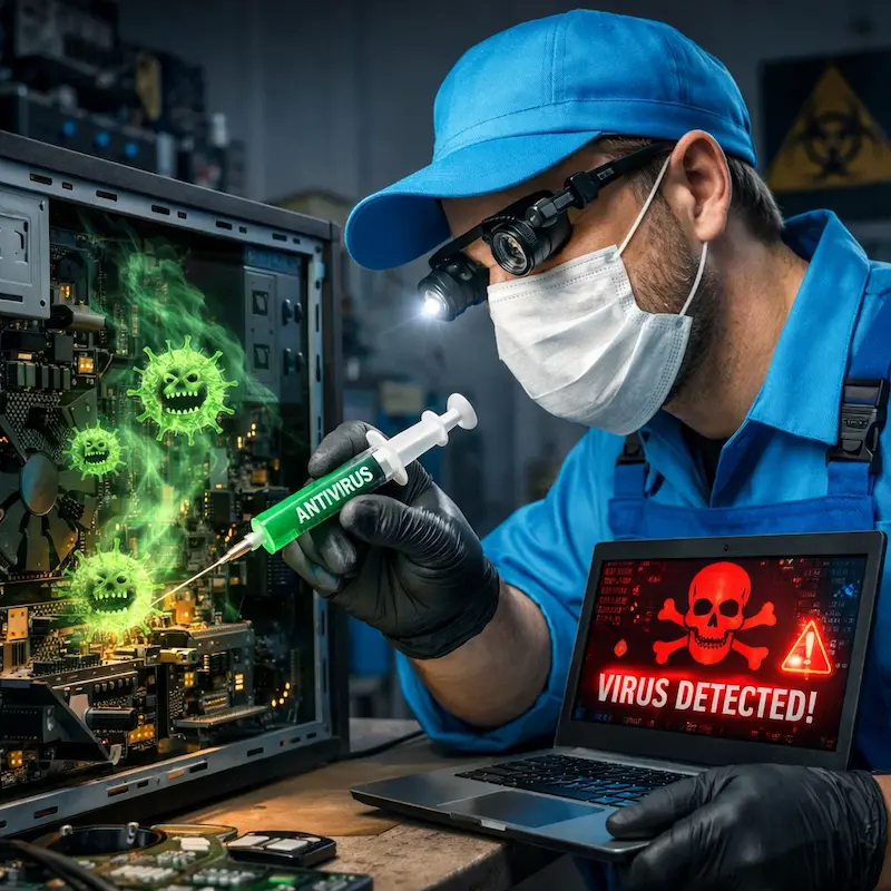 Лечение компьютера от вирусов у метро Царицыно на дому